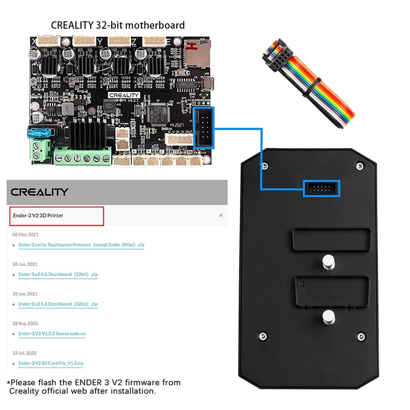 Creality Ender3 v2 Kit de Tela 4.3 Cor hd Lcd Tela Substituição e V4.2.7 32bit Silencioso Mainboard para Ender Series - Imagem 2