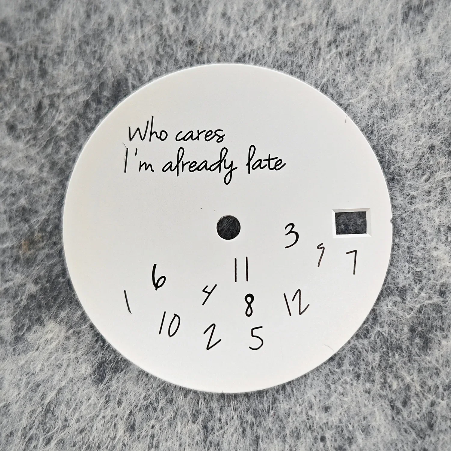 Sleek 28.5mm DIY Watch Dial – Bold 'It's Already Late' Design