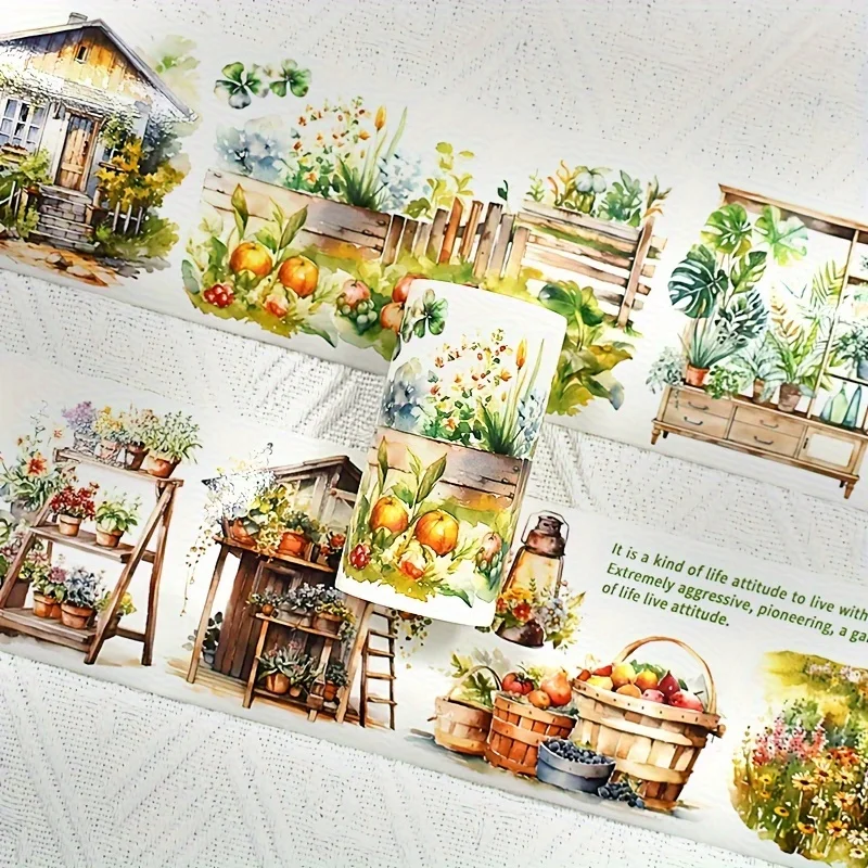 2M/Roll Rural Life Scenery Washi Tape Retro Farm Scene Stickers For Scrapbooking Supplies Journal Bullet Journaling Art Crafts 2