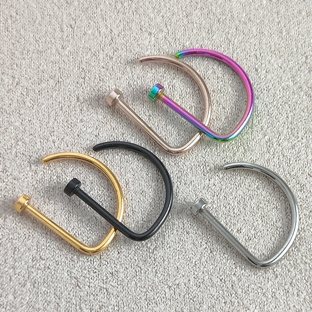 Stainless Steel Fake Nose Piercing Jewelry for Men D Shape Nose