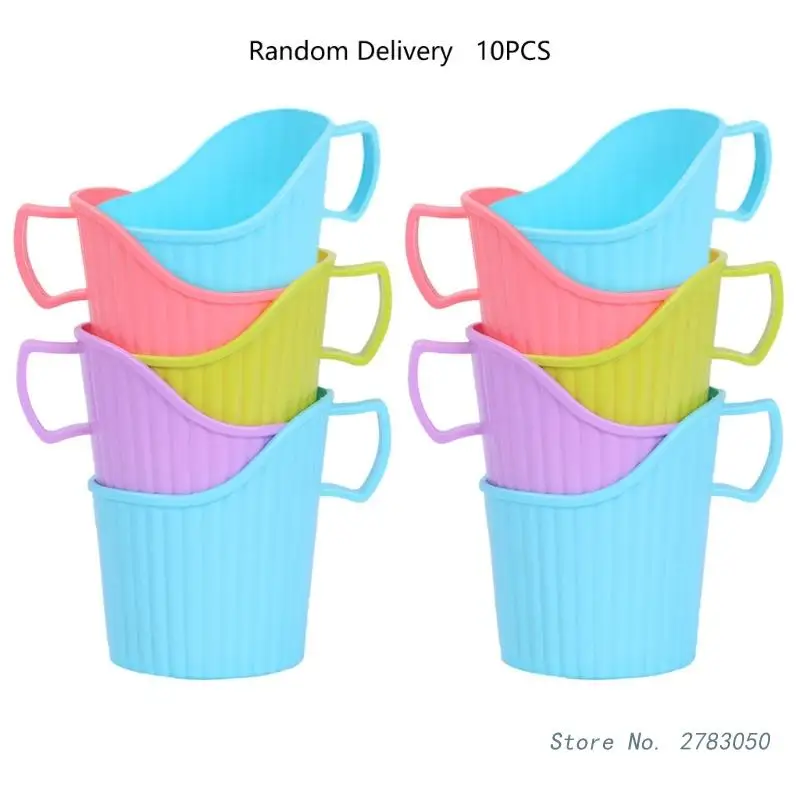 10Pcs/Set Reusable Thickening Cup Holder Handle Design Plastic Disposable Cups Holder Anti-scalding Cup Mugs Sleeve Random Color for Cup Storage Holder