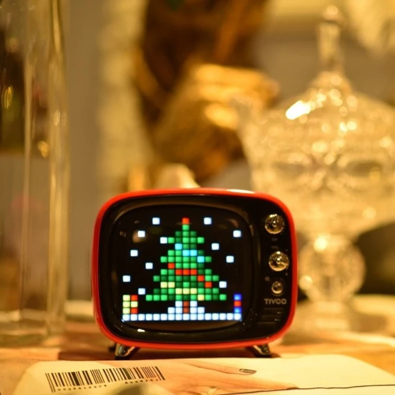 

Divoom TIVOO Pixel TV Красный беспроводной Bluetooth динамик приложение умное управление Ретро телевидение моделирование будильник динамик