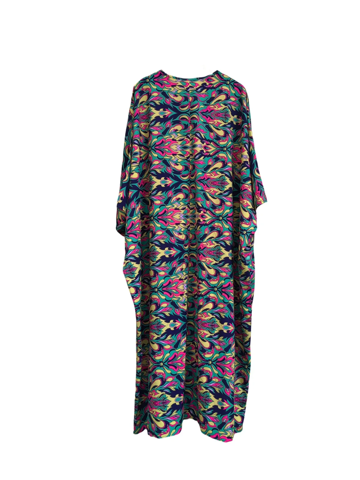 Middle Eastern Loose Pullover Abaya Muslim Full Sleeve Printed Floral Abayas Turkey Kaftans Women Jilbabs Islamic Maxi Dresses 6