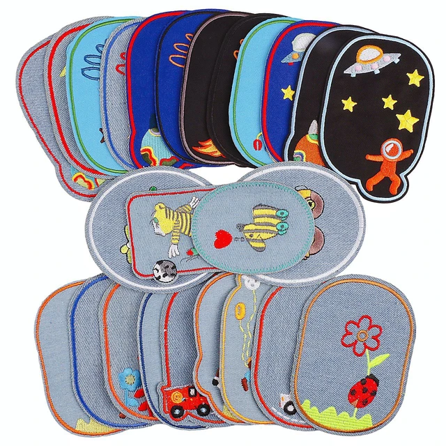 Iron on Fabric Knee Patches for Kids, Sew on Elbow Appliques for Clothing Repair and Decoration, 12pcs