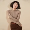 100% cashmere sweater women's semi high neck knitted women's pullover sweater slim fit solid color hot selling women's top 3