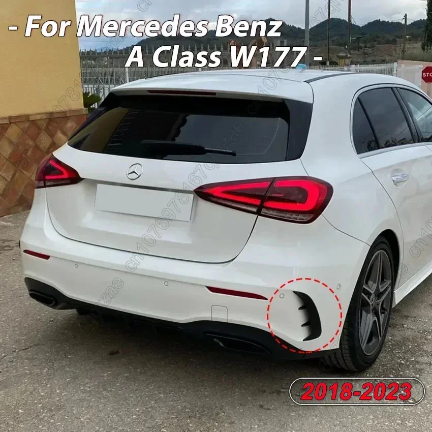 Для Mercedes Benz A Class W177 A180 A200 A220 AMG хэтчбек 2018-2023, отделка заднего бампера, фрикционная помада, брызговики, черные Для Mercedes Benz A Class W177 A180 A200 A220 AMG хэтчбек 2018-2023, отделка заднего бампера, фрикционная помада, брызговики, черные