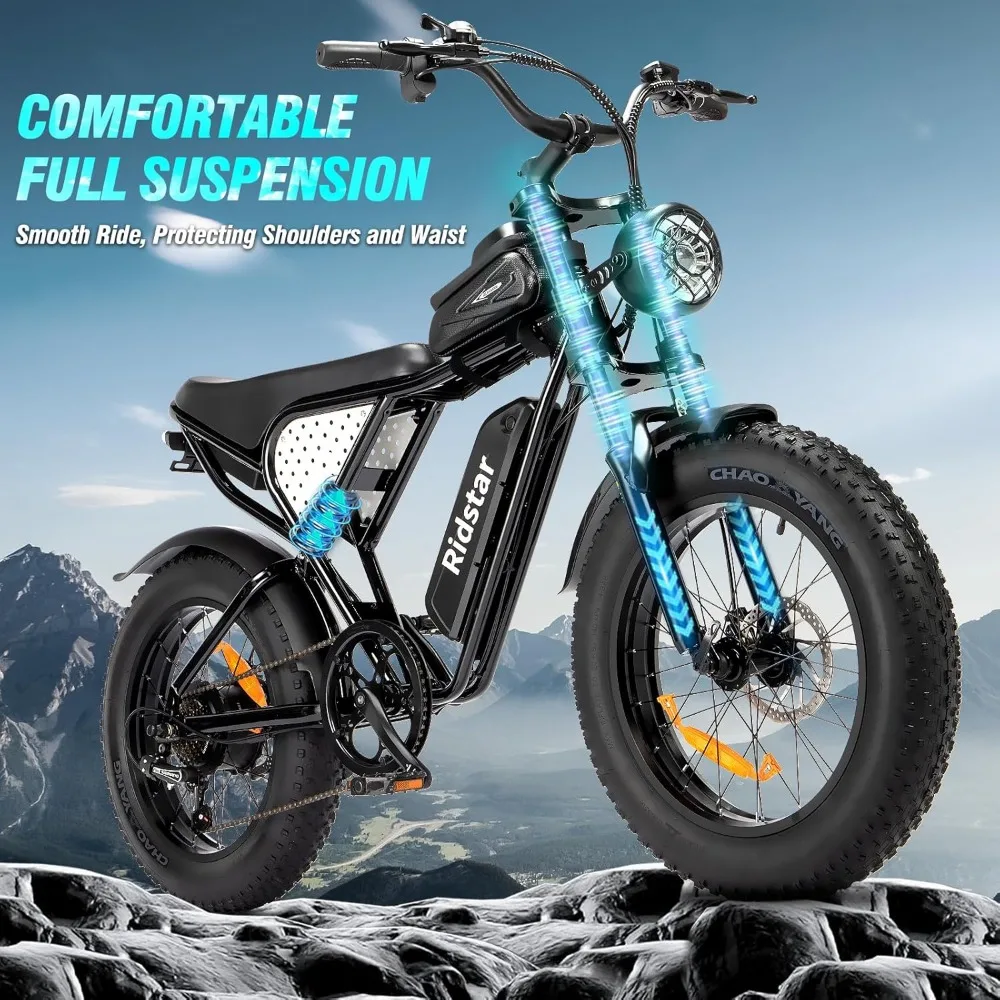 Electric Bike for Adults Q20，2000/1500W，37/30MPH,52V 40AH,48V/20AH E-Bike,30-180 Miles Electric Motorcycle，20"Fat Tire Dirt Bike 5