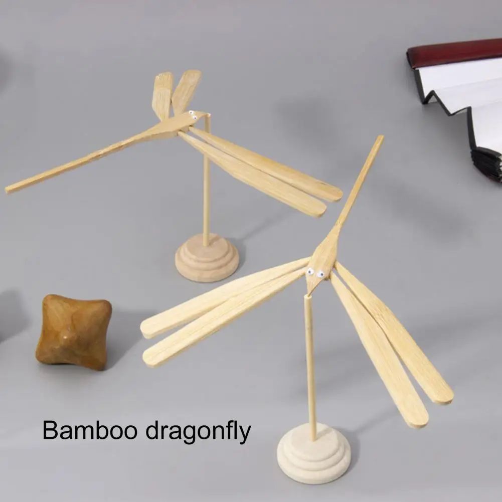 Wind Power Rotating Bamboo Dragonfly Model Desktop Ornament Children Toy miniature figurines