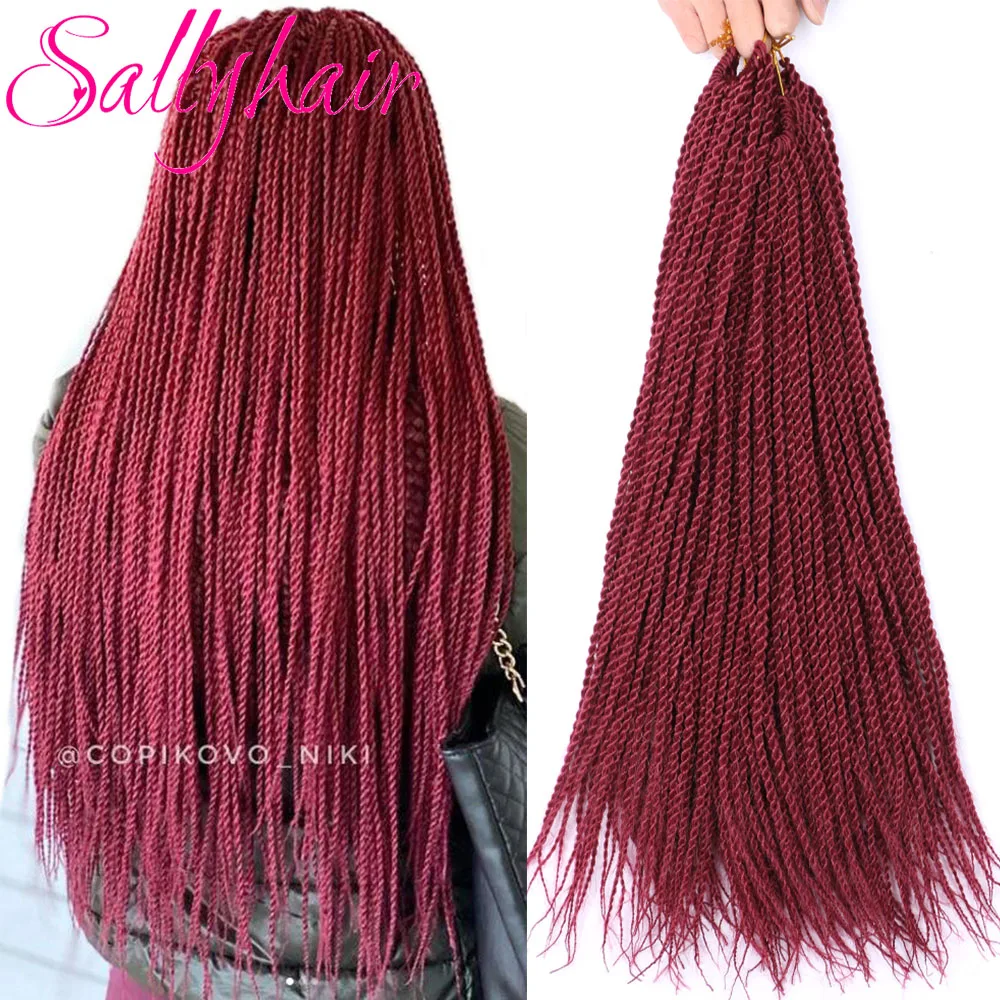 

Sallyhair 30 Strands/Pack Small Senegalese Twist Crochet Braids Hair Ombre Color Box Braids Synthetic Braiding Hair Extensions