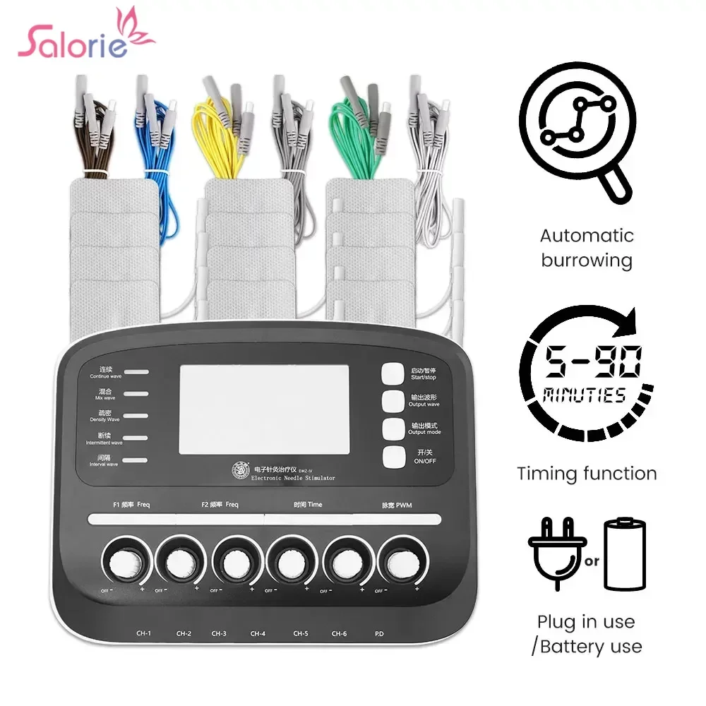

Tens Unit 6 Output Electroacupuncture Acupuncture Needle Body Massage Muscle Stimulator Physiotherapy EMS Relax Massager Machine