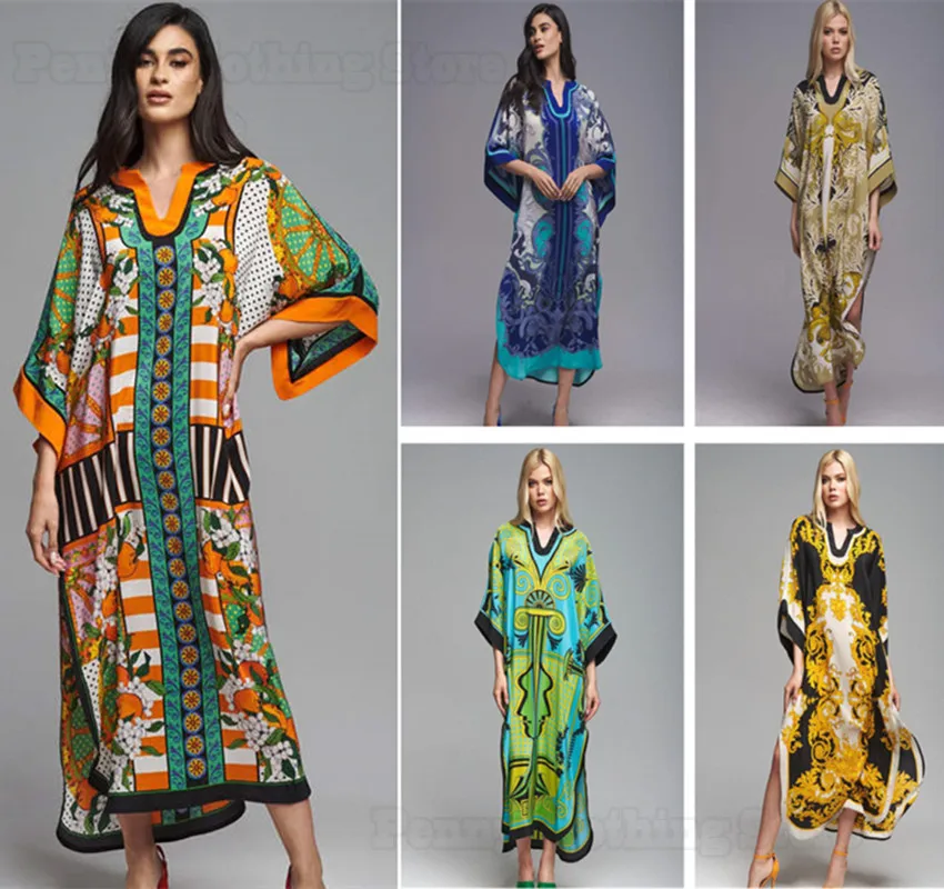 

Новинка 2023, Пляжная накидка в этническом стиле с принтом, свободный халат, стильная Солнцезащитная рубашка, накидка на бикини