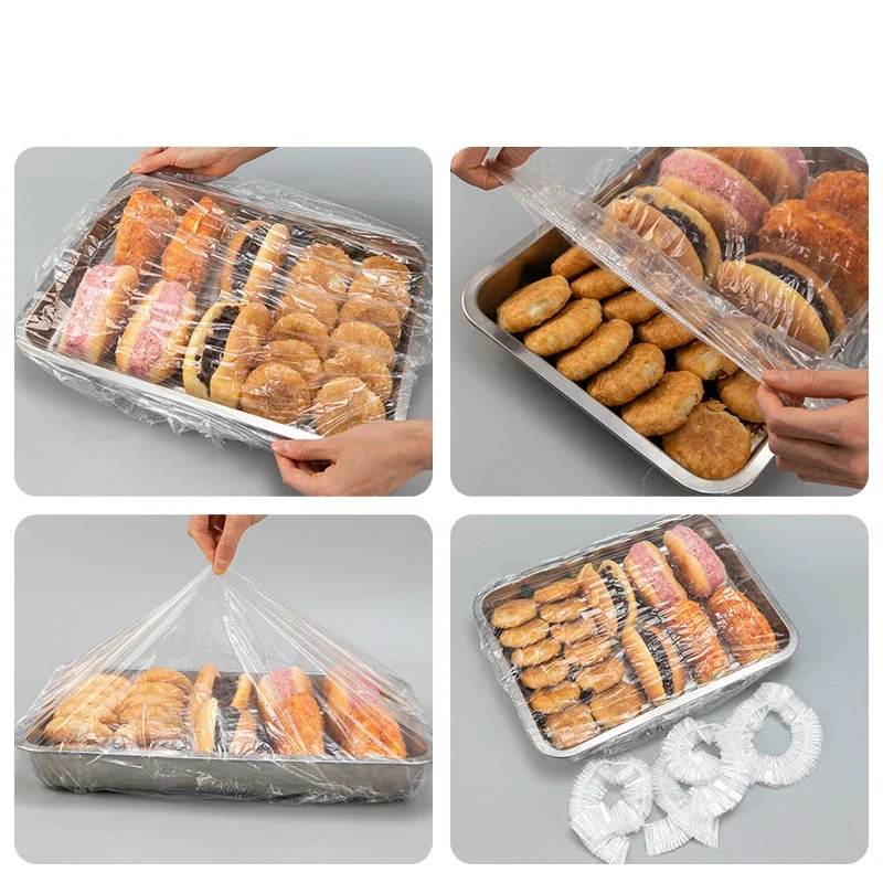 Disposable Food Cover 120/70/52/38CM Food Grade Lids Elastic Plastic Wrap Shoe Cover Shower Headgear Bowls Caps Fresh