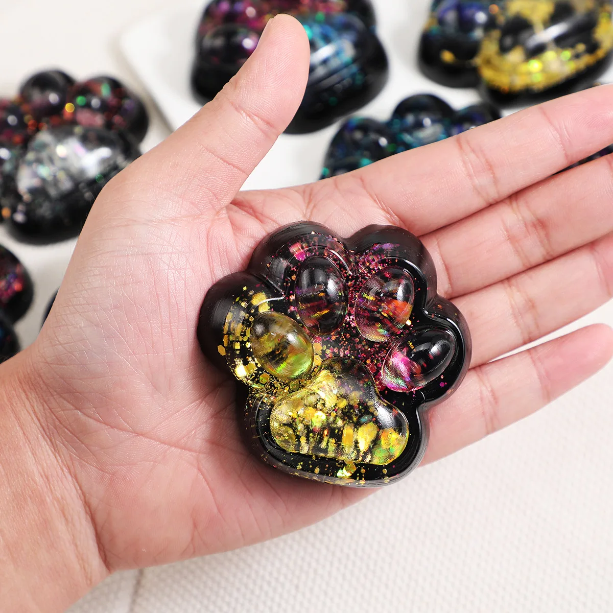 Starry Sky Cat Paw Squishy Stress Relief Sensory Toy