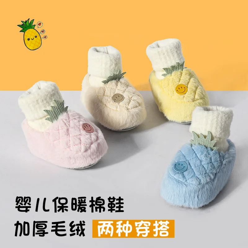 

Autumn and winter newborn babies 0-1 year old baby shoes cartoon soft soles non-slip thickened 6 months autumn and winter cotton