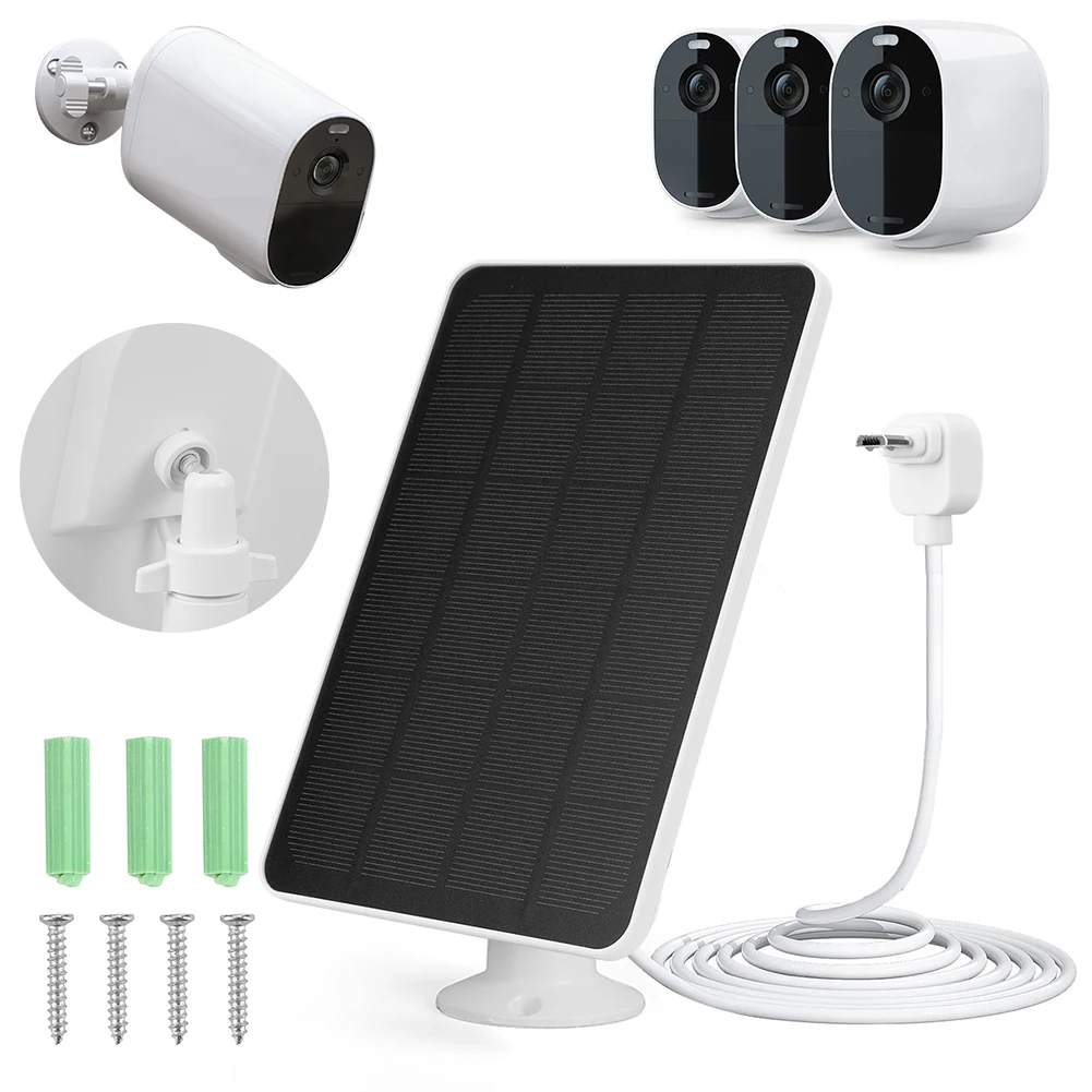 카메라 태양 전지 패널 키트, IP65 방수 태양 전지 패널, Arlo XL 스포트라이트 및 에센셜 스포트라이트용 9.8ft 마이크로 USB 케이블 포함, 4W, 6W