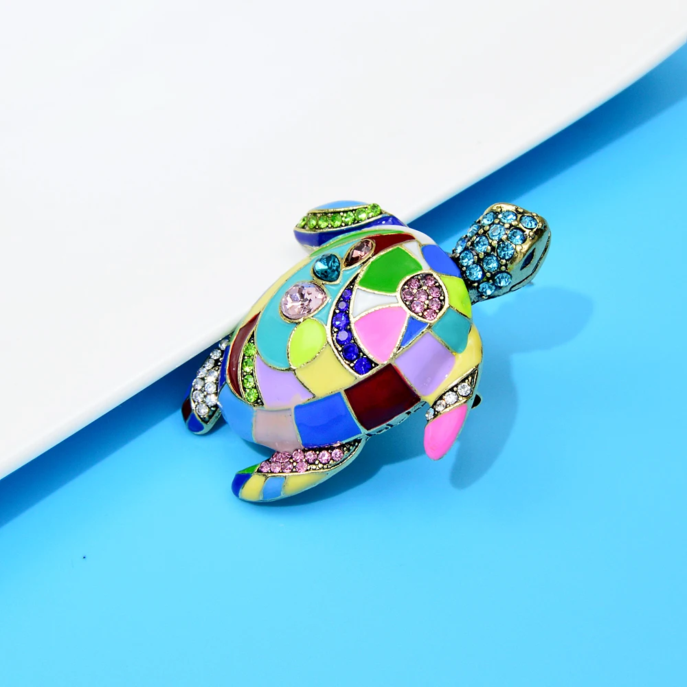 CINDY XIANG – broches de tortue de mer en émail coloré pour femmes, strass mode Animal Pin Vintage accessoires de haute qualité nouveau