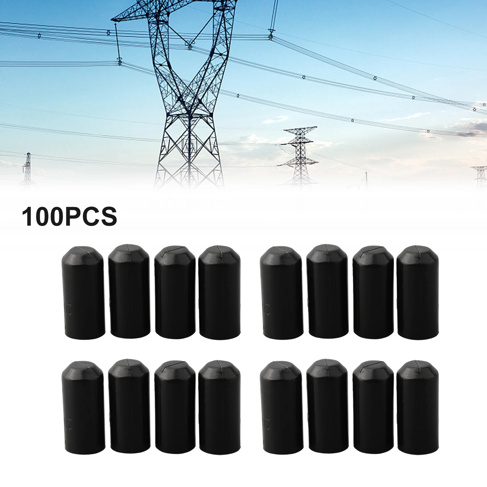 100개 폴리올레핀 열수축 엔드 캡 20x45mm 전기 절연 및 기계적 보호용, 전선 끝단 보호용
