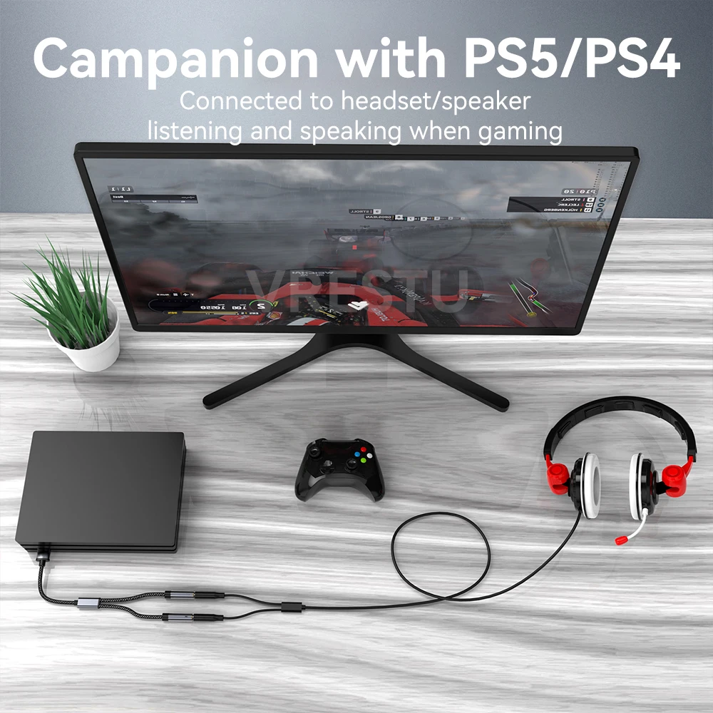 Audio adapter sound card adapter USB to 3.5mm Jack TRS Audio Adapter for computer PS5 laptop