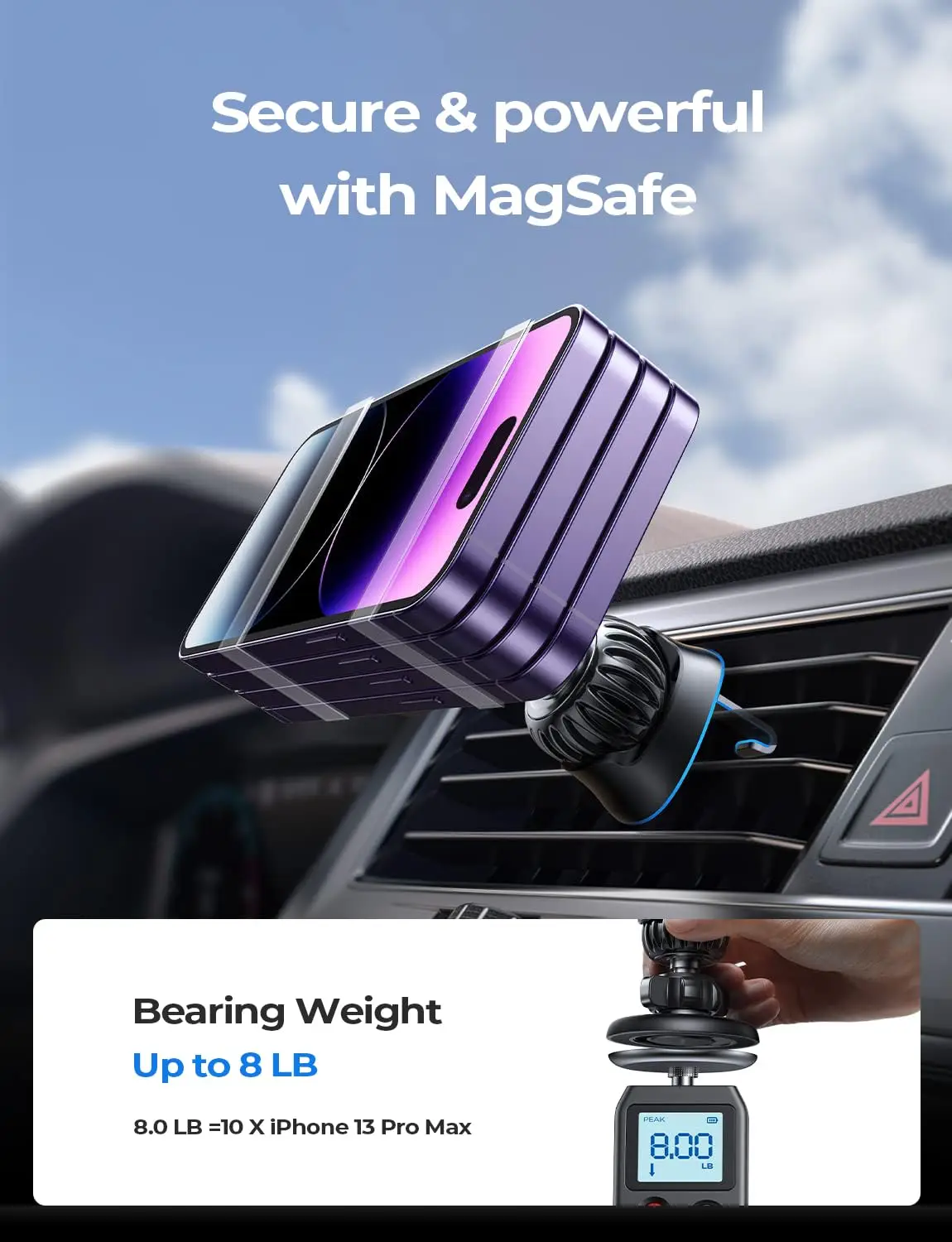 LISEN Phone Holder Car, [Upgraded Clip] Magnetic Phone Mount [6 Strong  Magnets] Car Phone Mount [Case Friendly] Phone Car Holder Mount Compatible  with