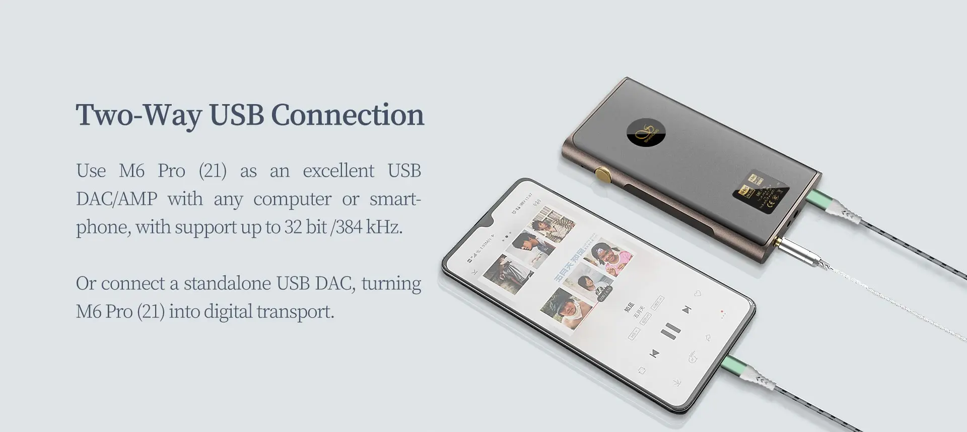 SHANLING M6 Pro 21 Portable Hi-Res Music Player Dual ES9068AS Full MQA Support DSD256 Bluetooth 2.5mm/3.5mm/4.4mm Output