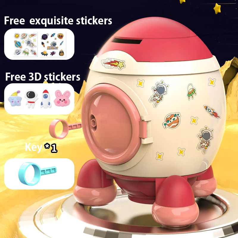Rocket Shaped Money Box Kindergarten Children Accessible Financial Tool Boys Toy Holiday Durable Birthday Gift