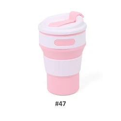 Portable 350ML Food - Grade Silicone Folding Cup with Leak - Proof Lid - Collapsible and Reusable Travel Mug for Hot and Cold Beverages (47)