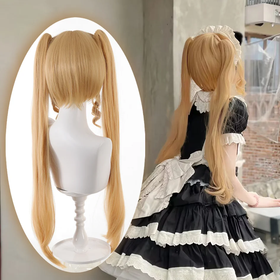 synthetic 32 inch Lolita extra long double ponytail wig headgear cosplay hime style princess cut myrtle lo maiden Christmas gift