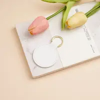 Custom Circle Key Chain Holder Laser Engrave Logo Round PU Leather Keychain Personalize Name Room Number Car Keyring Bag Pendant 6