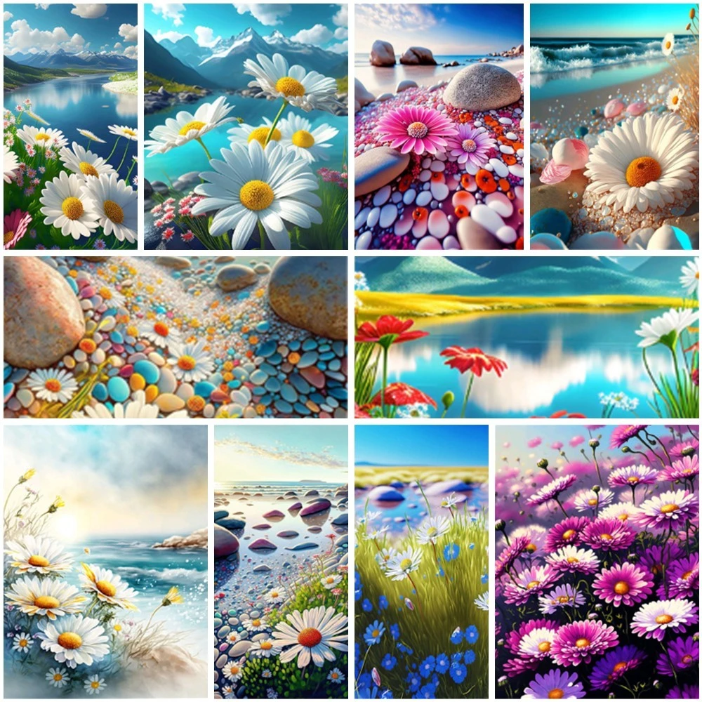 Flowers Rose Daisy Paint By Number For Adults Personalized Craft Kit