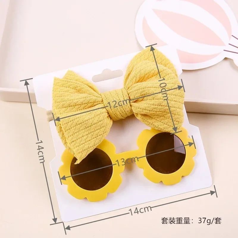 Baby Sunglasses with Hair Band Set Girls Kids Children Cute Cool Toy Shade Glasses Bows Headband for 0-3 Years Hair Accessories