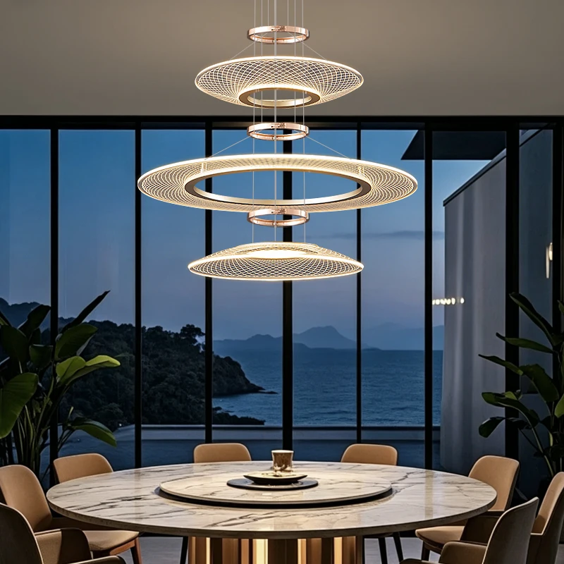 Living room Pendant Light Duplex Staircase Pendant Light Villa for Dining Table Hanging Lamp Living Room Chandelier 4