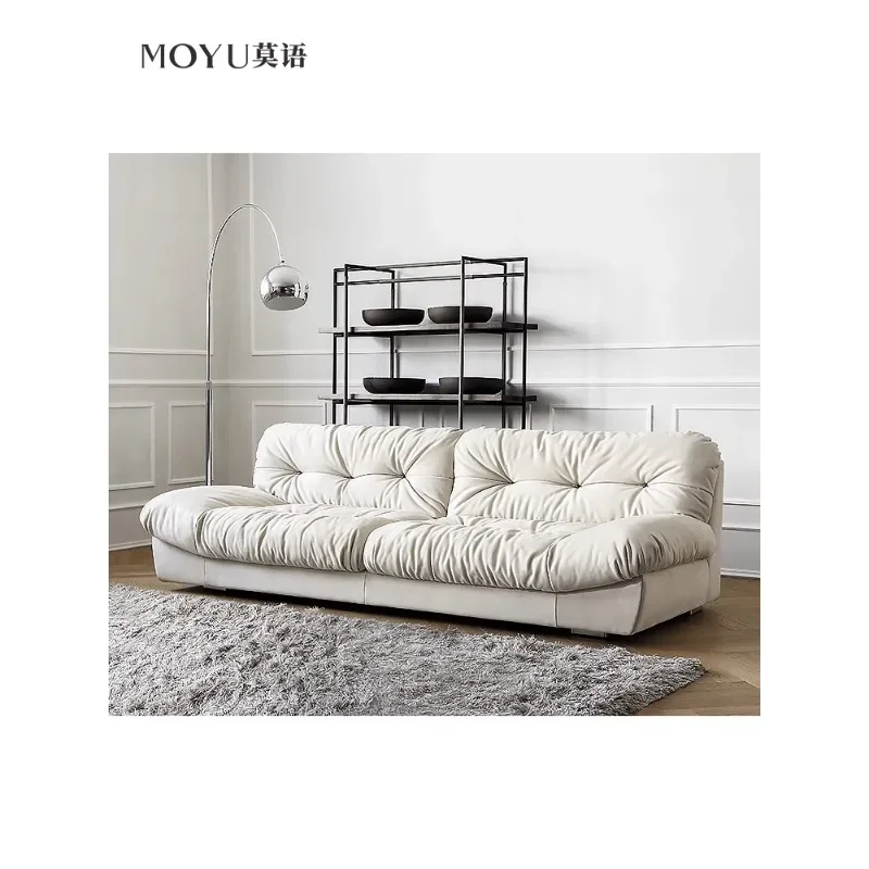 

Moyu MOYU/Cloud Sofa Cream Style Living Room Designer Straight Line Matte Fabric Retro Milano Sofa