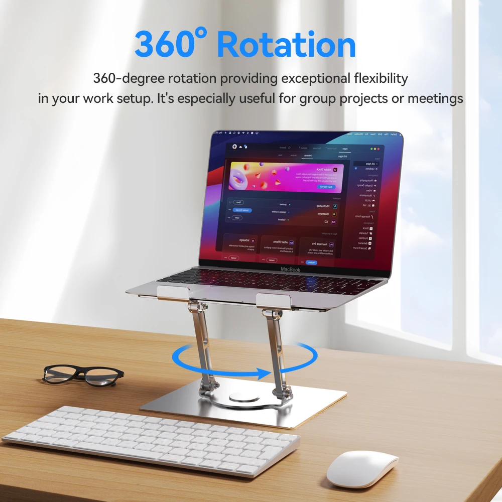 Goojodoq-suporte Dobrável de Liga de Alumínio para Laptop Suporte Portátil para Macbook Air Pro 1017 Polegada - Imagem 2