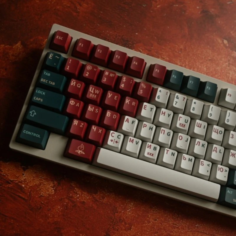 Echome-língua Russa Tema Teclado Pbt Dye-sublimação Retro Usr Perfil Cereja para Teclado Mecânico - Imagem 2