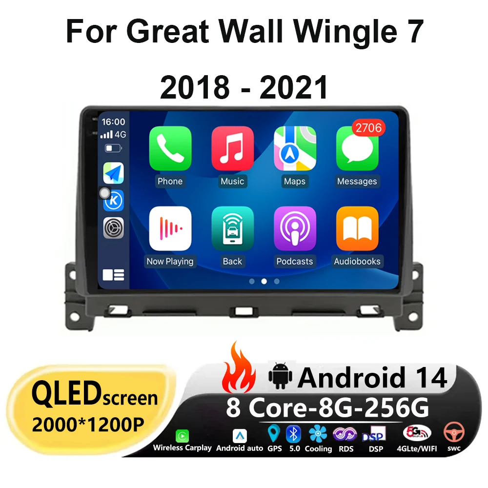 

Car Radio Navigation Stereo For Great Wall Wingle 7 2018 - 2021 Android 14 Video player Carplay Auto Player Head Unit 4G WIFI BT