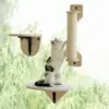 Mewoofun Cat Window Perch Hammock Wooden Window Mounted Cat Bed with Climbing Steps and Scratching Post for Indoor Cats 1