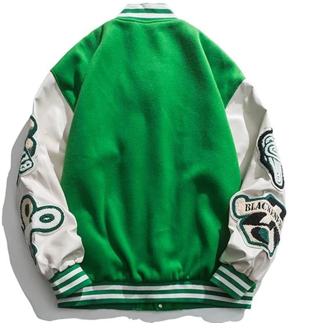 Boston Green White 25 Varsity Jacket