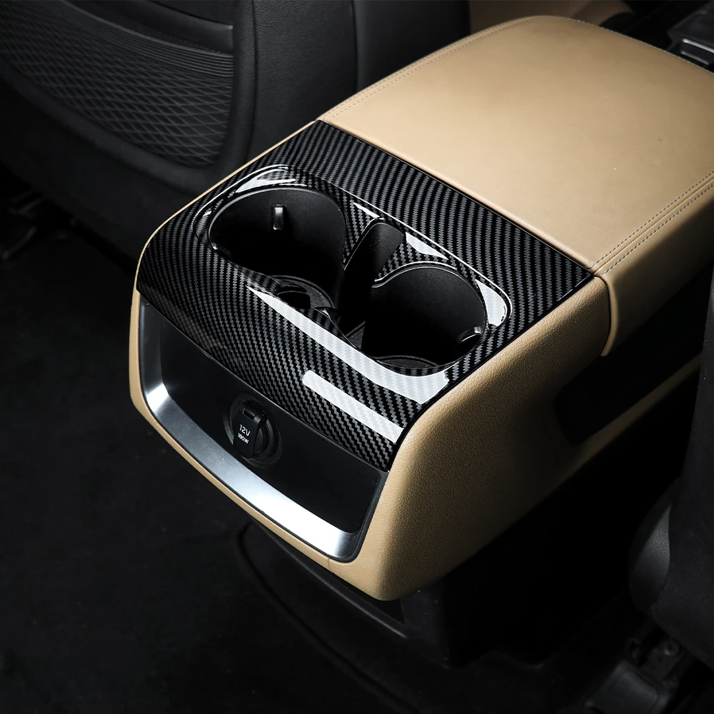 자동차 인테리어 액세서리 카본/우드 시트 컵홀더 커버 프레임 트림 ABS 소재 (기아 카니발 2022-2026 좌핸들용)