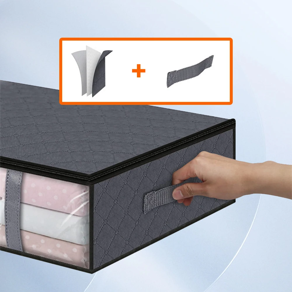 Underbed Storage Bag Portable Foldable Quilt Bag Wardrobe Clothes Storage Box Dustproof Organizer Large Capacity 2