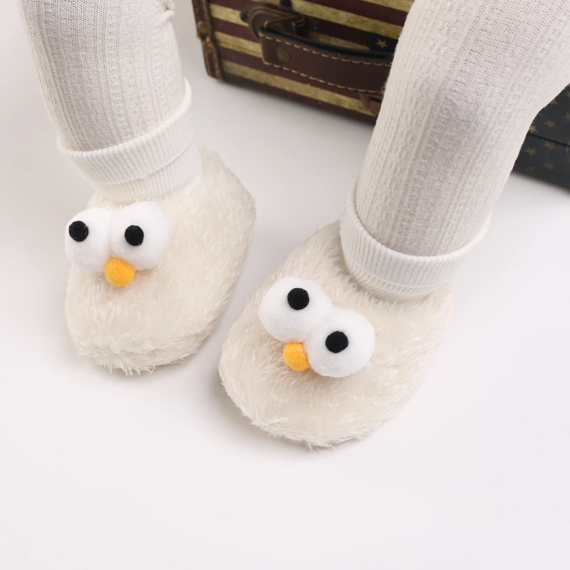 Cartoon Cute Baby Children's Shoes Men's and Women's Flat Shoes Elastic Rope Plush Warm and Comfortable Socks Shoes 0-18M 4