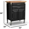 Serve Kitchen Cart with Natural Top, Locking Casters, Two Drawers, Two Storage Cabinets 4
