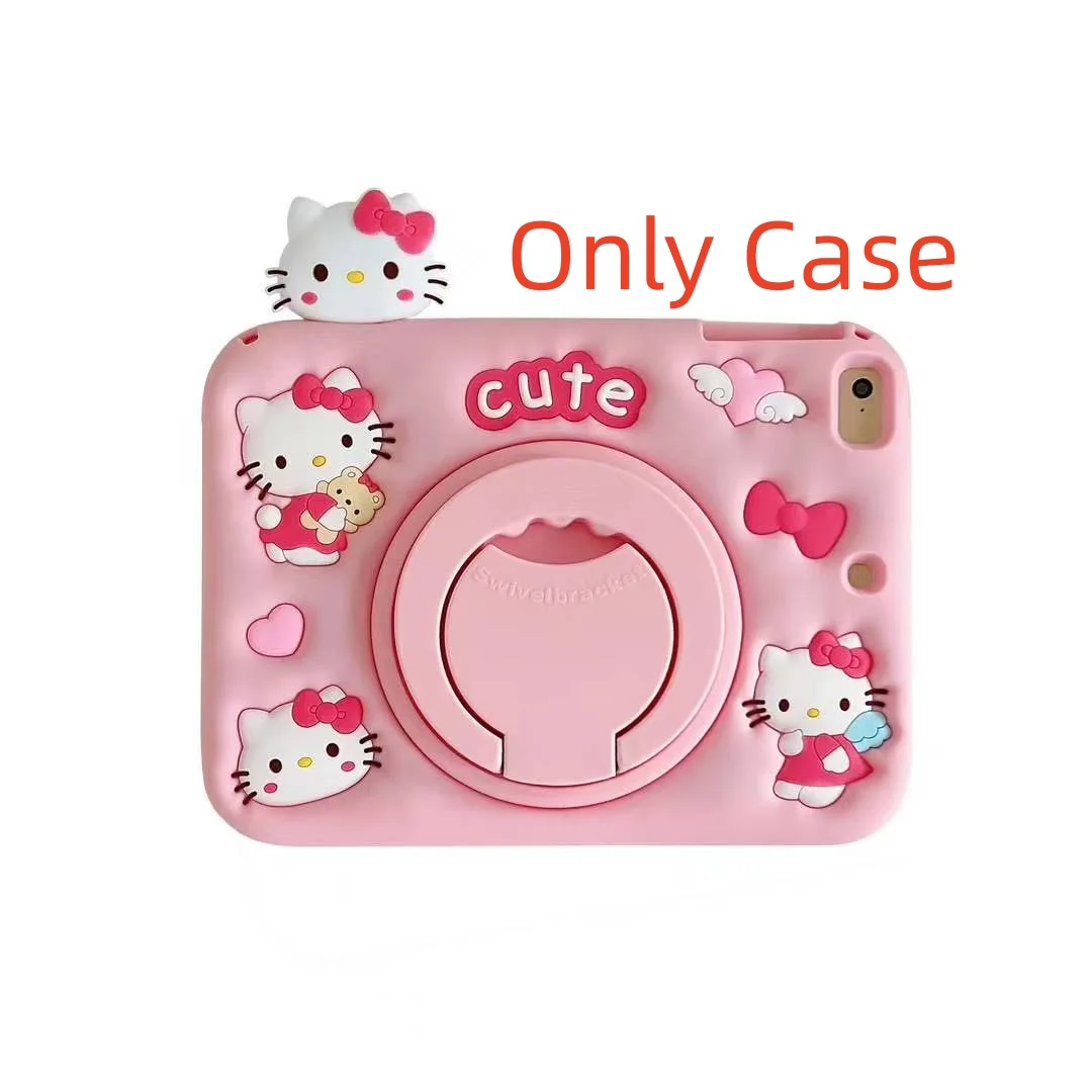 3D Cartoon Bow Kitty Soft Silicone Tablet Case with Built-in Stand