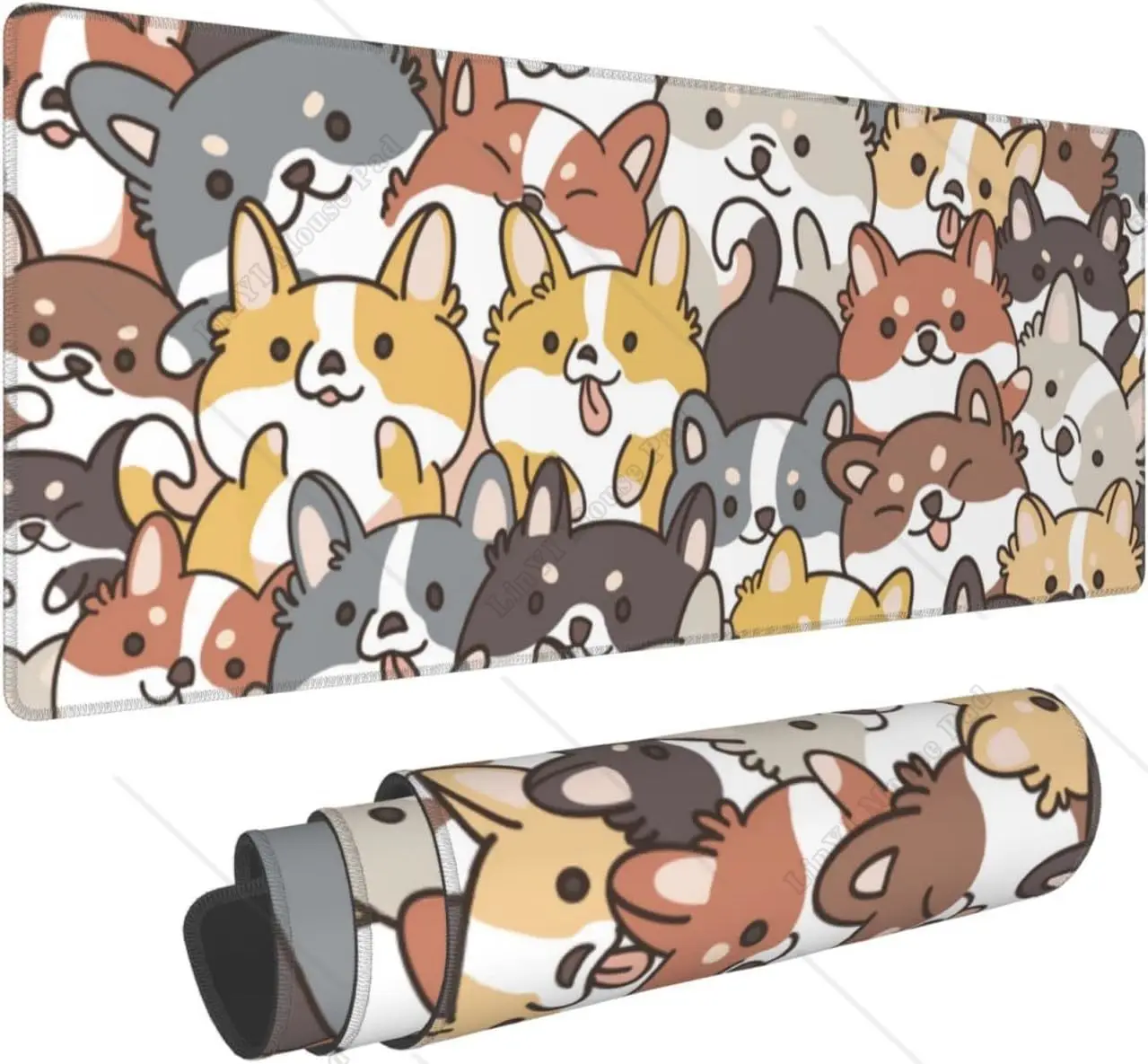 

Cartoon Dog Gaming Cute Mousepad XXL Keyboard Pads Non-Slip Rubber Base with Stitched Edges for Office Home Decor 31.5x11.8 Inch