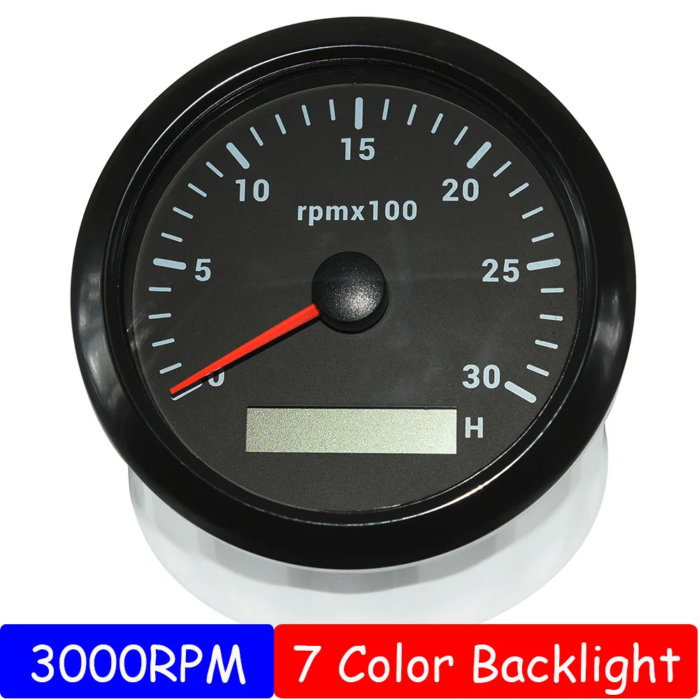 85MM Diesel Engine Tachometer Sensor RPM Gauge REV Counter 0-3000RPM with Digital Hourmeter 7 Color Backlight Optional 12V 24V | Автомобили