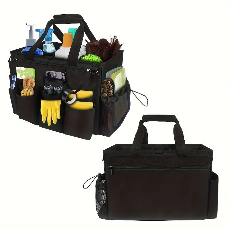 1pcs Multipurpose Cleaning Tool Organizer Bag Portable Crossbody Design Durable Oxford Fabric Storage Pouch for Home Car Travel 4