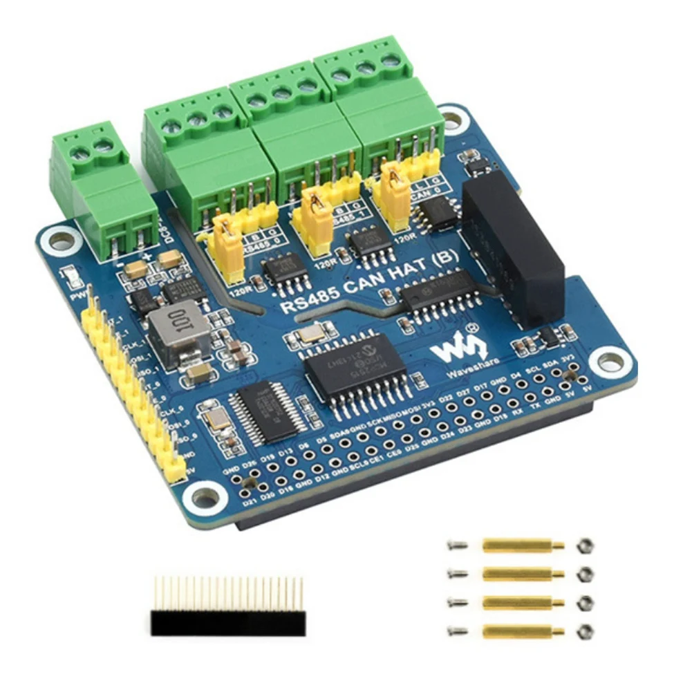 

Плата расширения Waveshare RS485 CAN HAT RS485 для Raspberry Pi обеспечивает стабильную связь на большие расстояния через RS485/CAN