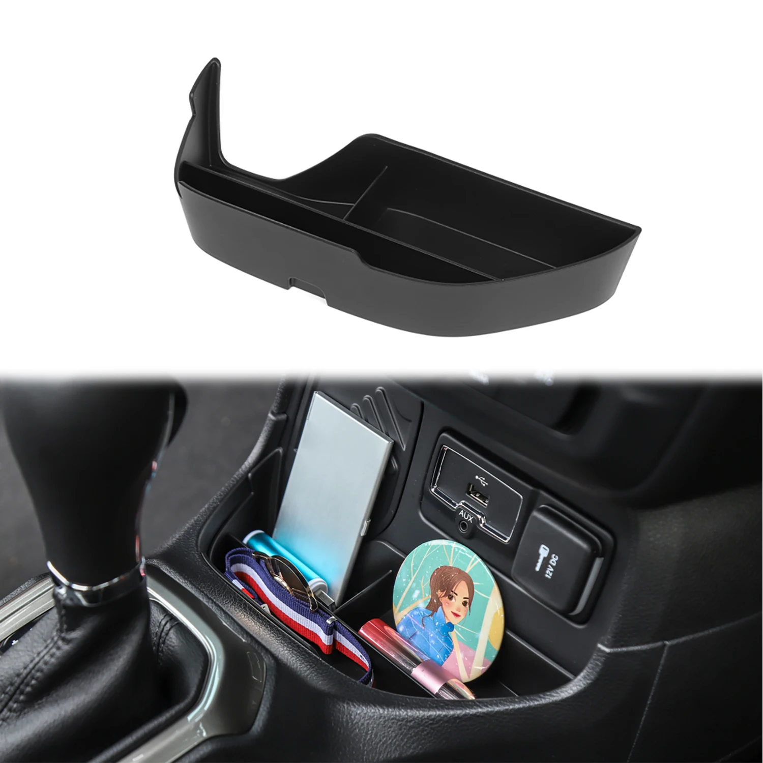 

Front Gear Shift Storage Box for Jeep Renegade 2019-2023 Central Console Container Organizer Tray ABS Car Interior Accessories