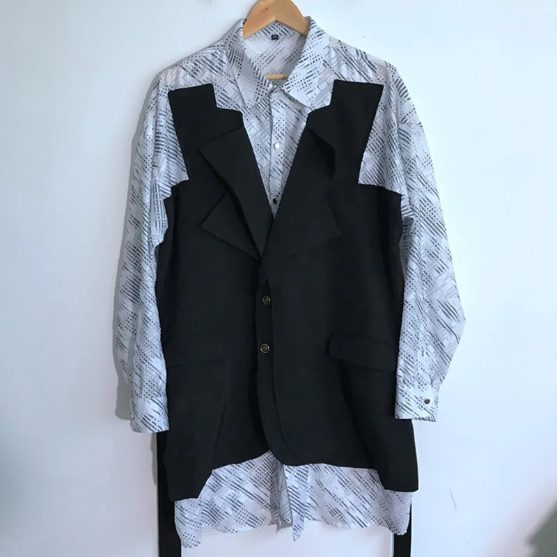 

Autumn Men's Loose Deconstructed Fashion Shirts Multiple Wearing Methods Personalized Design Niche Long Windbreaker 21Z1407