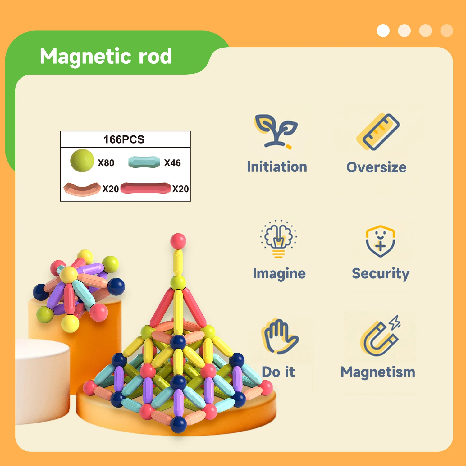 Kids Toys Magnetic Wands Starter Set Classroom Essentials Magnetic Building Blocks for Toddlers Magnet Building Structure Cogni magnetic building blocks magnetic assembly toy magnetic alphabet toys