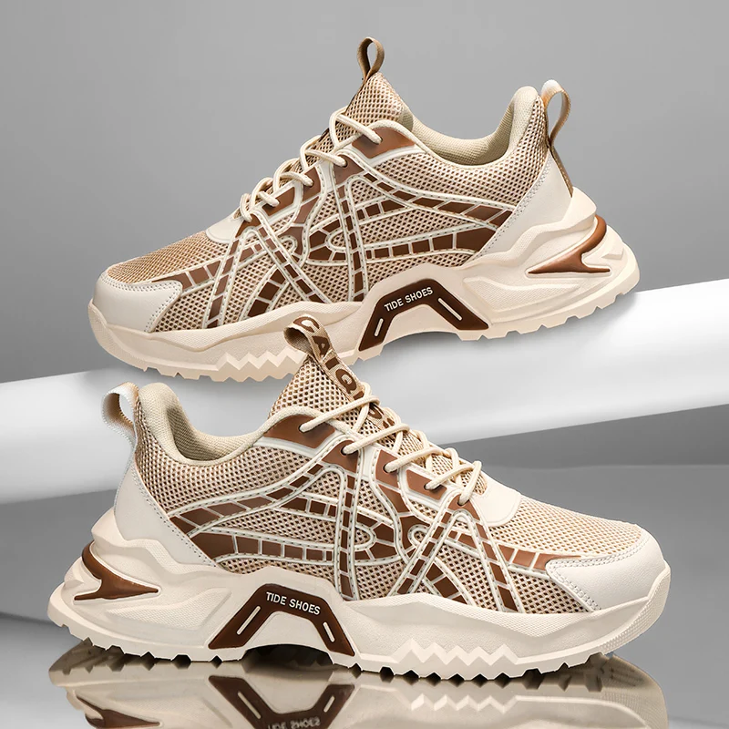 Men's Outdoor Running Sneakers - Comfortable and Breathable Design, Fashionable Lace-Up Sports Style, Versatile and Trendy